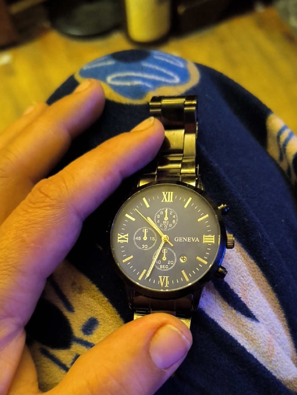 Geneva Black and Gold Roman Numeral Dress Watch